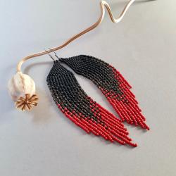 kolczyki cieniowane,indiańskie,czerwone - Kolczyki - Biżuteria