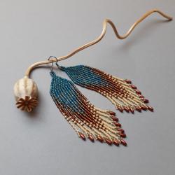 kolczyki indiańskie,z frędzlami,długie,cieniowane - Kolczyki - Biżuteria