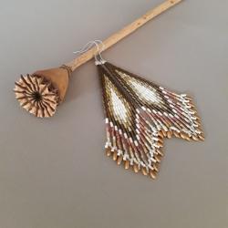kolczyki indiańskie,z frędzlami,kolorowe,beading, - Kolczyki - Biżuteria