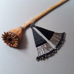 kolczyki indiańskie,z frędzlami,beading, - Kolczyki - Biżuteria